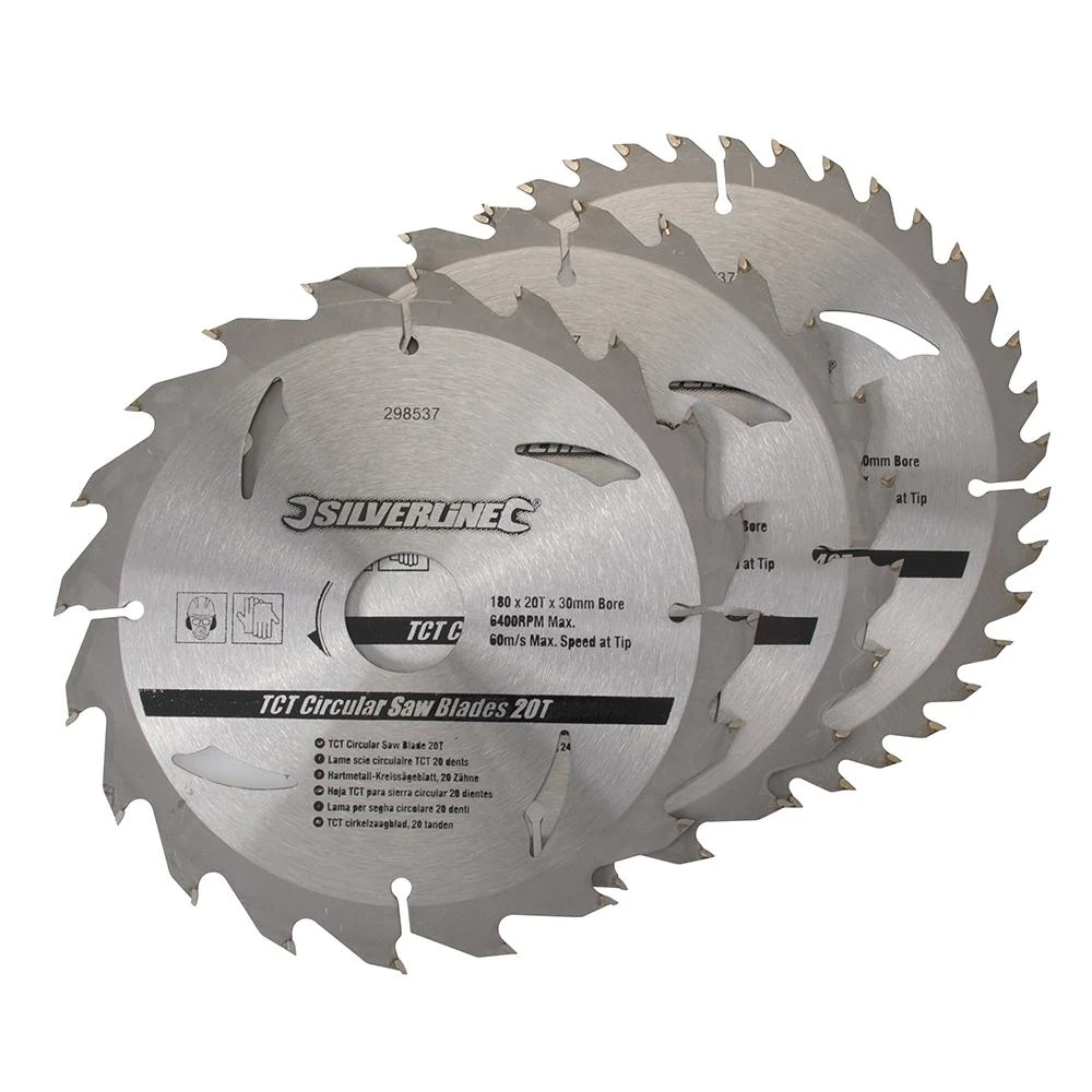 Silverline 3 Lames De Scie Circulaire 180 X 30 Mm - 20, 24 Et 40 Dents 3 Silverline 3 Lames De Scie Circulaire 180 X 30 Mm - 20, 24 Et 40 Dents