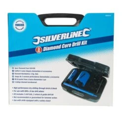 Silverline Coffret 3 Scies Trépans Carottiers Diamantées 28, 52 Et 107 Mm Pour Forage à Sec -SILVERLINE Ventes Coffret scies trepans diamantees Silverline 868543