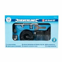 Silverline Aérographe Avec Accessoires Pour Peinture -SILVERLINE Ventes Kit peinture aerographe air comprime
