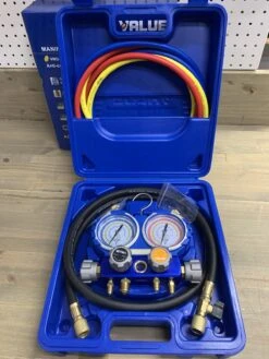 Manifold Frigoriste 4 Voies R410A R407C R134a Et R32 Avec 4 Flexibles