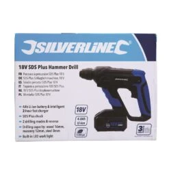 Silverline Perceuse à Percussion SDS Plus à Batterie 18V Li-ion 4 Ah -SILVERLINE Ventes Perceuse a percussion SDS Plus a batterie 18V Li ion 4 A 2