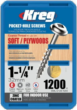Vis Kreg 32 Mm Avec Filetage Grossier SML-C125 - Boite De 1200 Vis