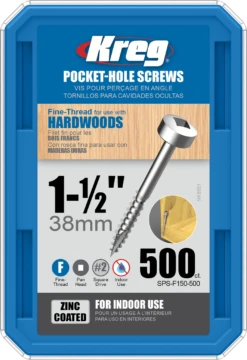 Vis Kreg SPS à Tête Cylindrique Et Pas Fin 38 Mm : Boite De 500 Vis No 6 X 1-1/2"