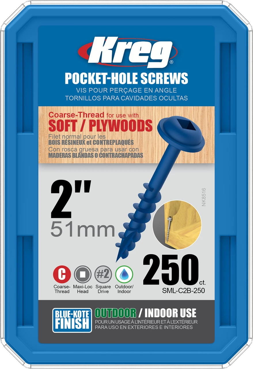 Vis Kreg Blue Kote 51 Mm SML-C2B - Boite De 250 Vis 3 Vis Kreg Blue Kote 51 Mm SML-C2B - Boite De 250 Vis