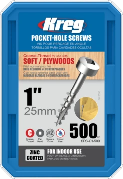 Vis Kreg SPS à Tête Cylindrique Et Pas Grossier 25 Mm : Boite De 500 Vis No 7 X 1"